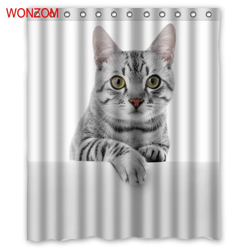 WONZOM 3D Водонепроницаемый животных Душ Шторы с Cat Ванная комната Шторы высокое качество полиэстер Ванна Cuntain для домашнего декора