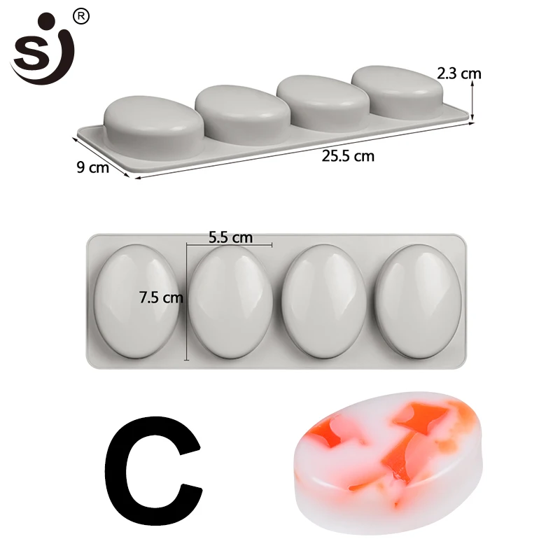 SJ 2 шт 4 полости 3D силиконовые формы для мыла прямоугольное круглое овальное мыло формы для мыла форма для изготовления Пищевой Силикон Силиконовая форма