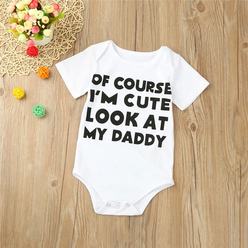 Baby Clothing Newborn Infant Baby Girl Boy Short Sleeve Letter Romper Jumpsuit Outfits Clothes romper do beb menina #20O17 #F (5)