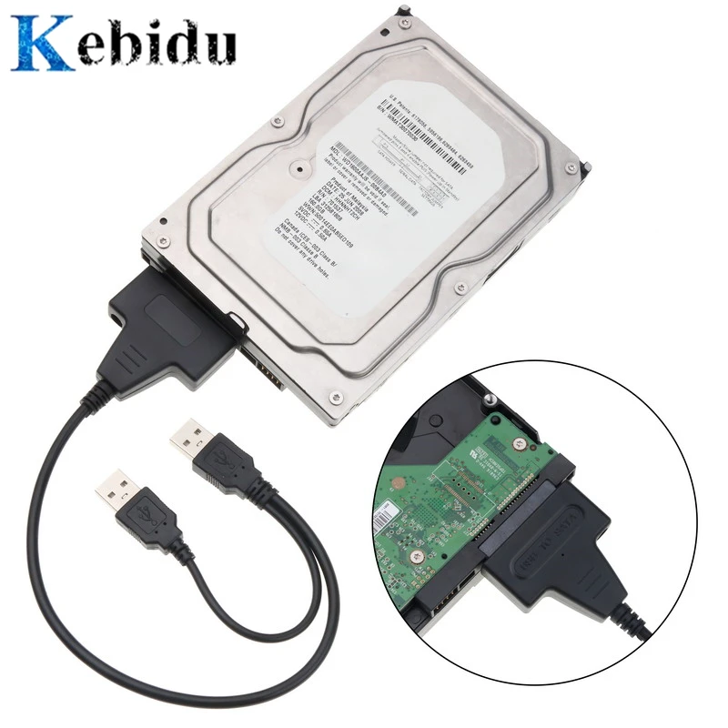 Kebidu 2019 SATA к USB 2 0 двойные 22pin АДАПТЕРНЫЕ кабели Внешнее питание для 5 ''Ssd Hdd