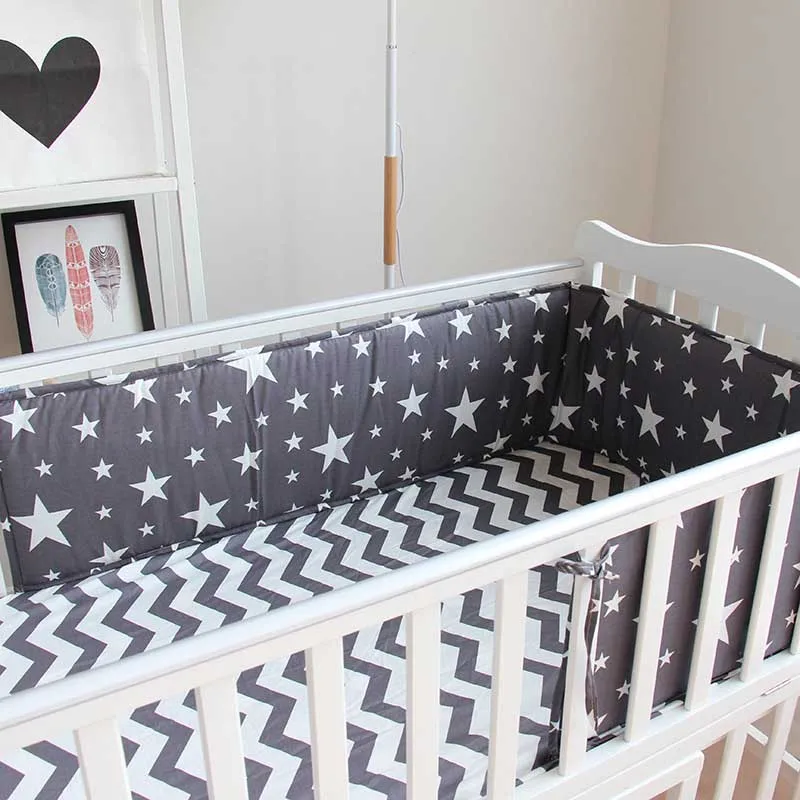 Детская кроватка бампер хлопок моющийся новорожденных Колыбель протектор бамперы Звезды Дизайн Мягкий дышащий постельный комплект 2 м