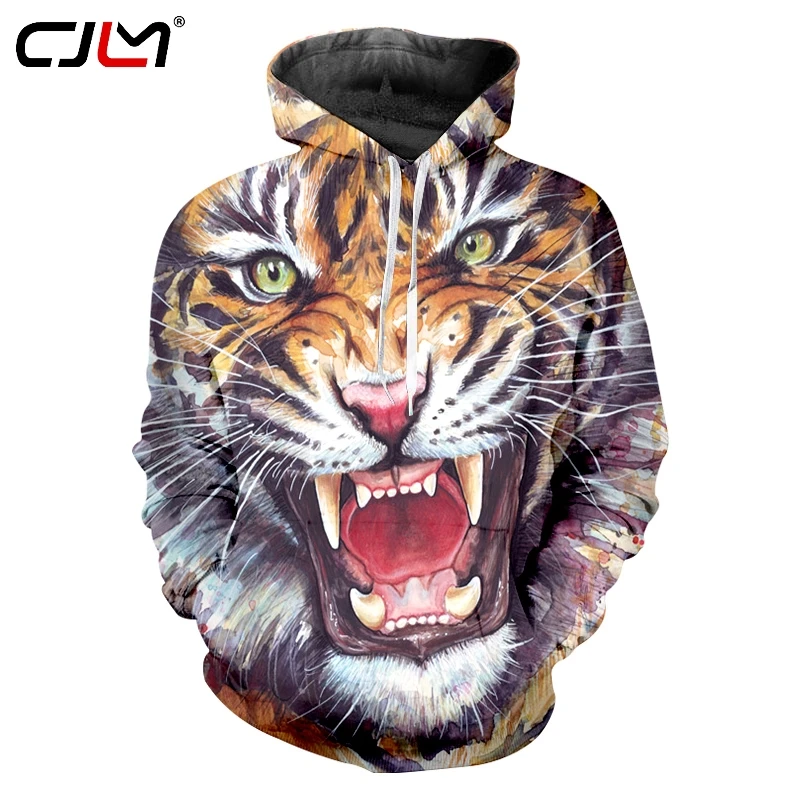 

CJLM Digital Printing Sublimation 3D Full Print Animal Tiger Hoodie Mens Hip Hop Streetwear Drop-ship Apparel