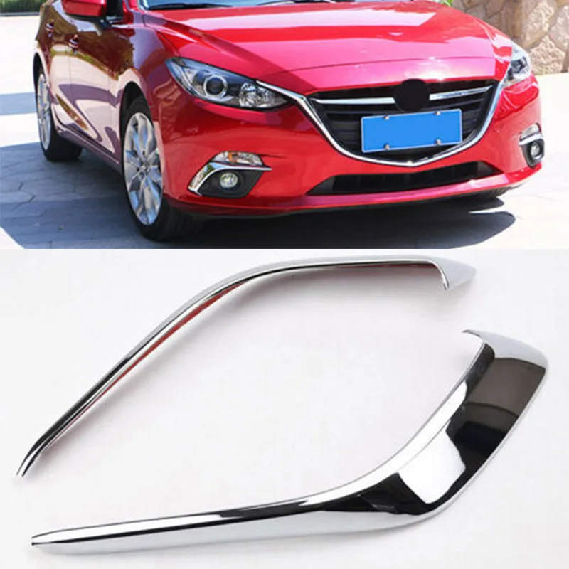 

Chrome Front Fog Light Eyelids Eyebrow Cover Trim For Mazda 3 BM Axela 14~15~16