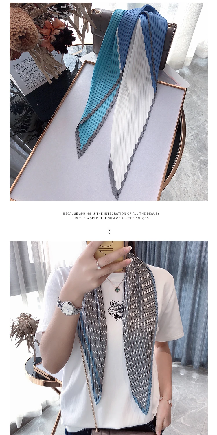 Luxury Silk Pleated Scarf - Womens Hair  Neck Accessory