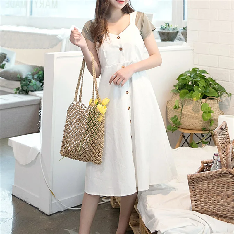 

NOENNAME_NULL Fashion Women Straw Bag Handwoven Rattan Handbags Knitted Crossbody Bag Tote