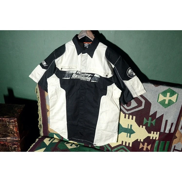 

Locomotive cattle goods breathable stitching dark American shirt short sleeve loose retro oldschool male