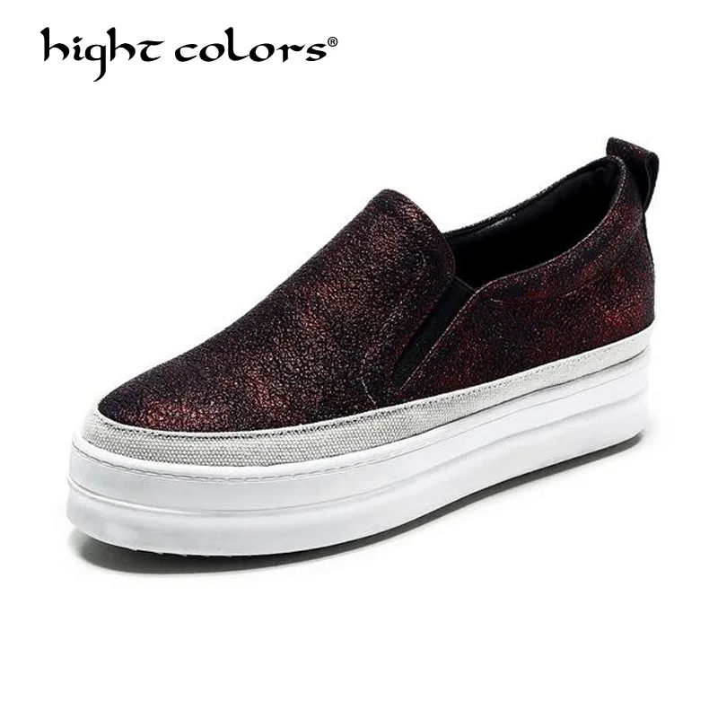 

Women Flat Platform Loafers Shoes 2018 Brand Women Leather Casual Platform Shoes For Ladies New Fashion Flats Shoes L-498