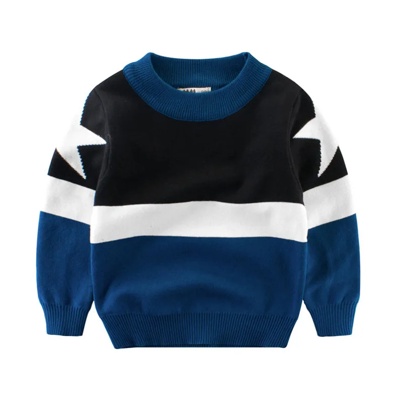 

1-8Y Kids Boys Blue Sweaters Winter Long Sleeve Pullovers Autumn Kids Tops 3 5 7 Years Children Knitted Clothes Toddler Clothing