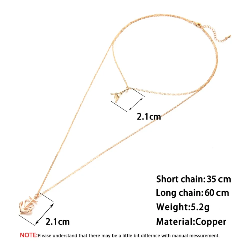 CHENGXUN Романтический Франция Эйфелева башня подвески в виде якоря многослойные ожерелья ожерелье с цепочкой, чокер длинное колье, ювелирное изделие, подарок