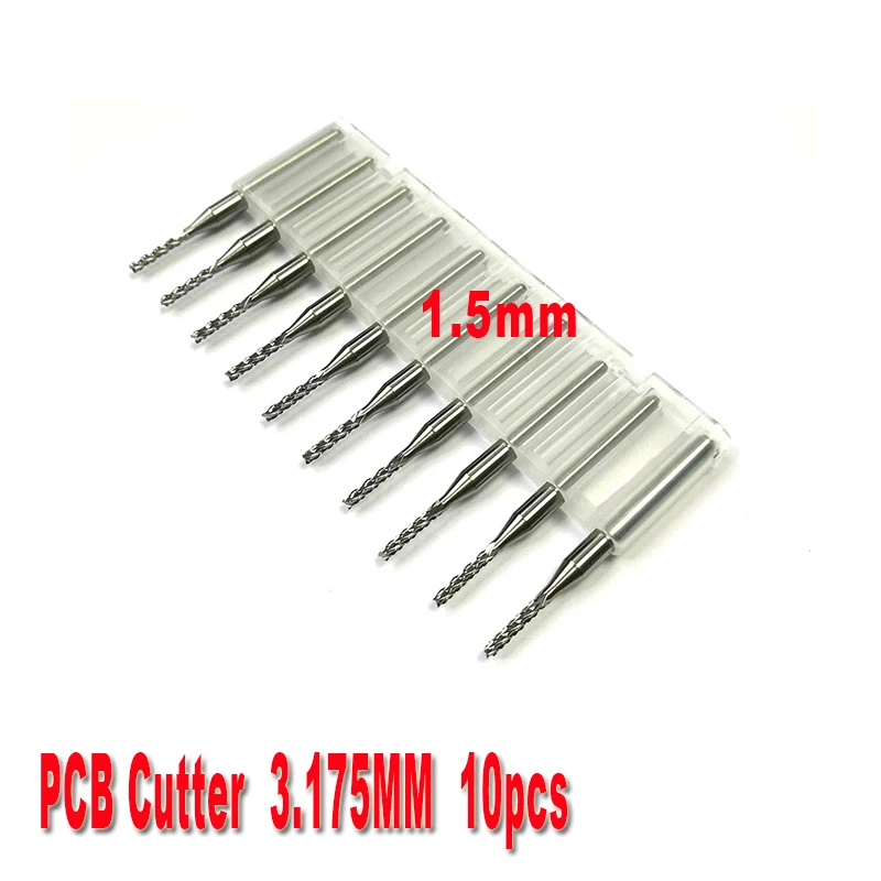 

10pcs/lot 1.5mm Mini PCB Carbide Tools, CNC Cutting Bits, Millinging Cutters Kit for Engraving Milling Machine