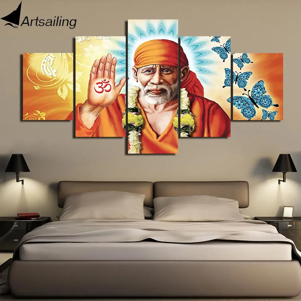 modern wall art Lord Shiva HD 5 piece canvas painting Hindu God home ...