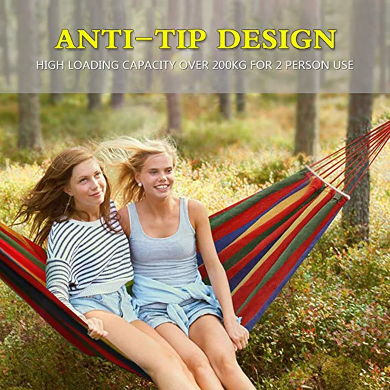 Hammock Swings Portable Outdoor Camping Furniture Stripes Hammock Tent Hanging Sleeping Bed 280cm x 80cm Travel Garden Terrace (2)