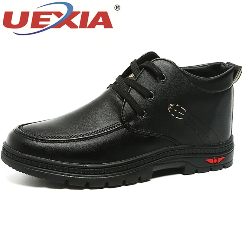 

UEXIA Top Quality Leather Martin Boots Lace Up With Fur Breathable Casual Men Boots Ankle Botas Fashion Men Motorcycles Boots