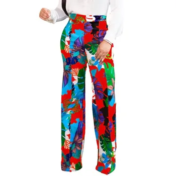 

Sexy Women Print Long Wide Leg Pants 2019 Summer Streetwear High Waist Floral Pants Straight Casual Bohemian Trousers