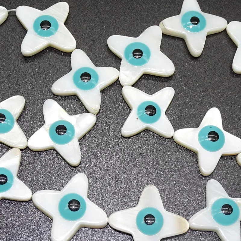 

New Blue Evil Eye MOP White Shell Cross Shape Loose Beads DIY Jewelry Making Findings Wholesales