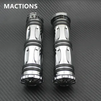 

Pair 1" Aluminium Silvery CNC Handlebar Hand Grips For Harley Sportster XL 883 1200 Softail Touring Dyna V-Rod VR