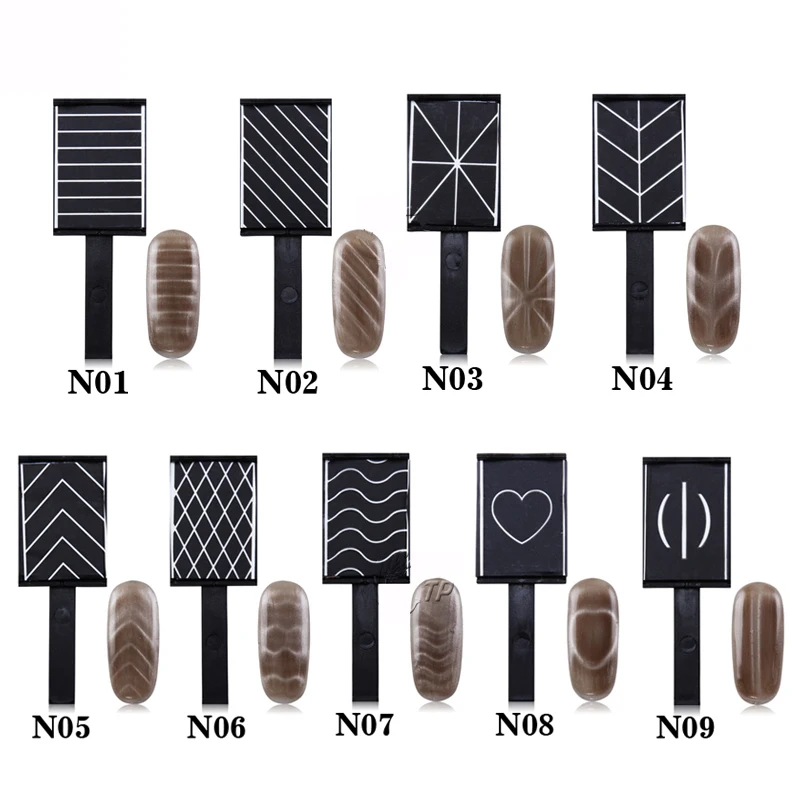 

1 Pc Nail Art Magnetism Magnet Drawing Vertical Sticker For Cat Eye UV Gel Polish Manicure Tool 3D Effect 7 Desgins