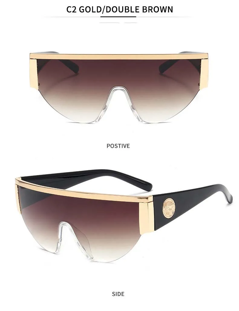 Негабаритные сиамские солнцезащитные очки для мужчин и женщин металлическая полуоправа солнцезащитные очки модные градиентные очки UV400