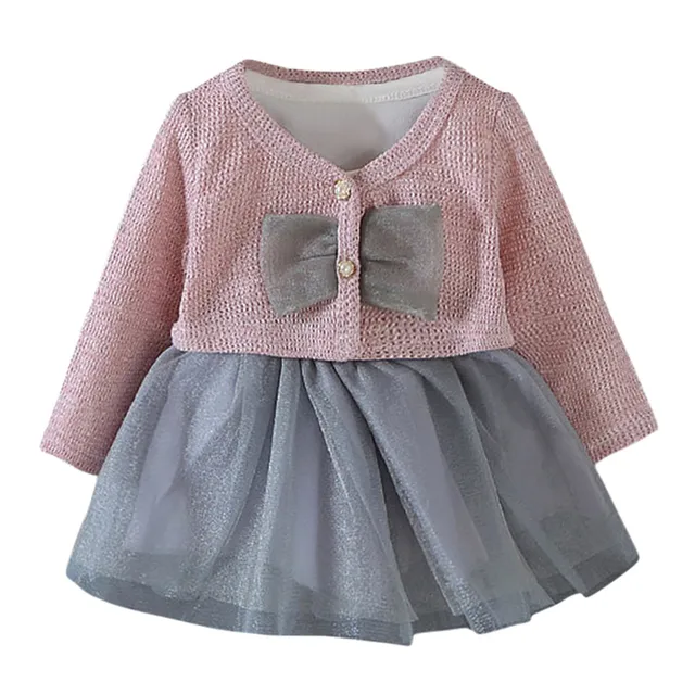 2Pcs 0 18M Baby Kids Dress+Coats Long Sleeve Party Cute Princess Tutu