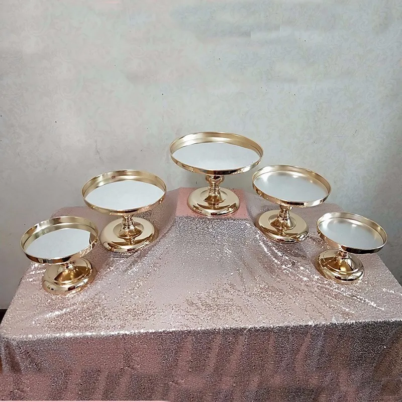 5pcs Покрытый зеркальный торт стенд свадебный дисплей лоток - Цвет: 5pcs