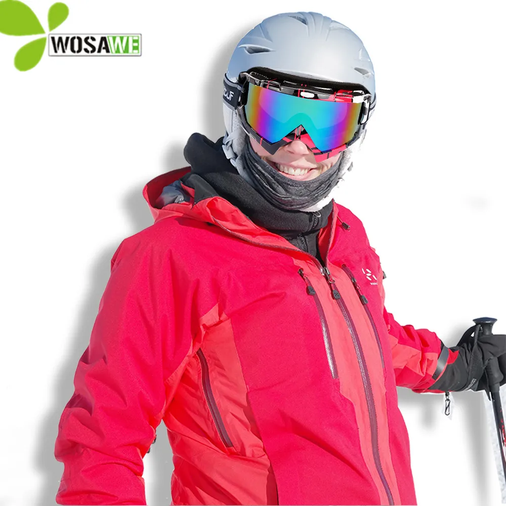WOLFBIKE الشتاء يندبروف تزلج نظارات uv 400 الحماية مكافحة الضباب الثلوج غطاء العين التزلج التزلج TPU الرجال على الجليد نظارات