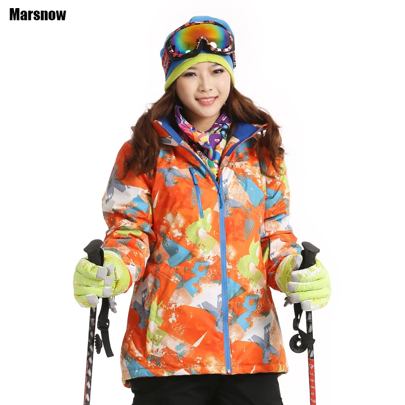 Dropshipping ski Coats Thicken New 2016 print warm thermal waterproof windproof Collar Hooded Outwear winter font