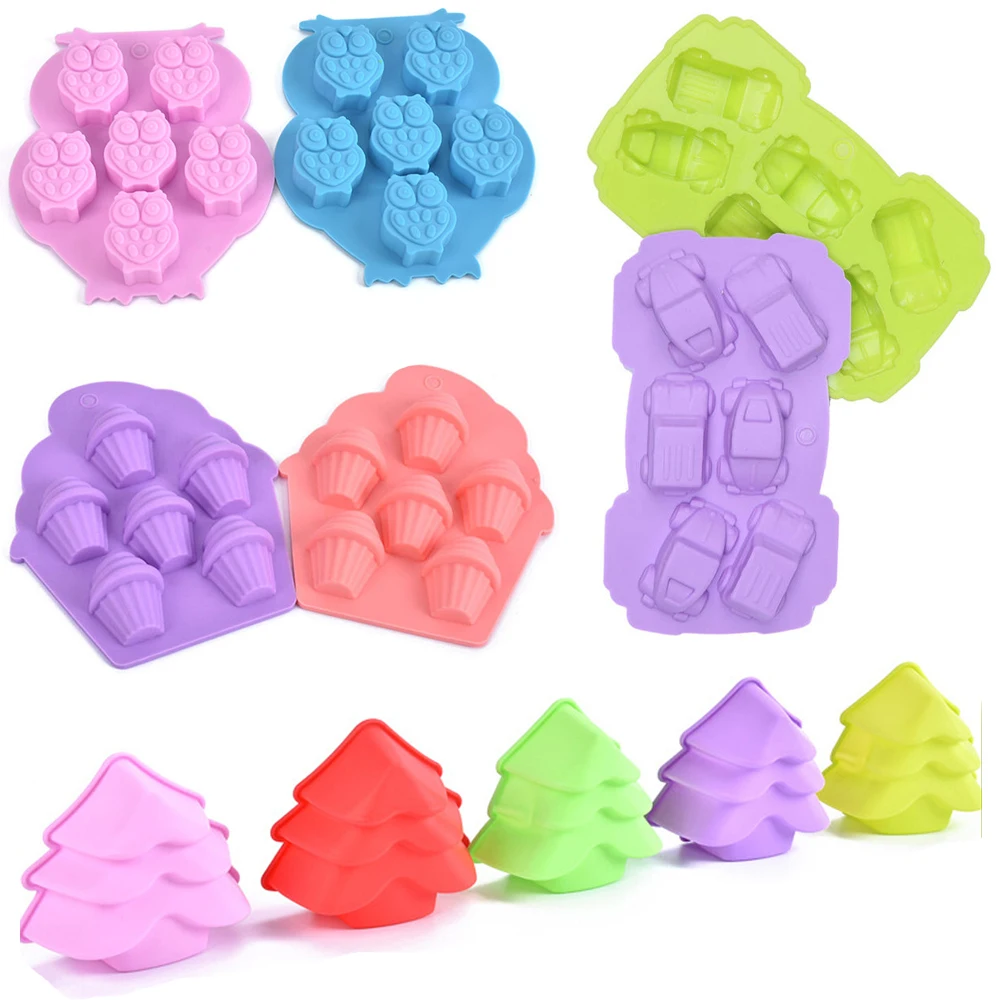 

1pcs Food Grade Silicone Carton Cars Tree Owl Ice Cream Shape For Silicone Cake Molds Fondany Jelly Tray Soap Mold Baking Tools