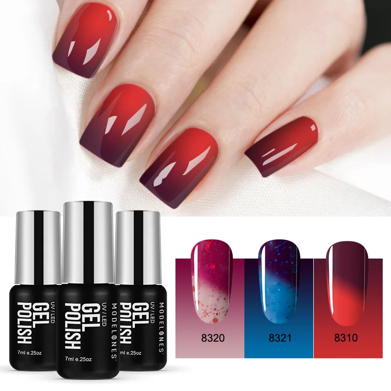 Good Offer of  Modelones Thermal UV Gel Nail Polish Semi Permanent Led Varnish Hybrid Nail Polish Chameleon Led Na