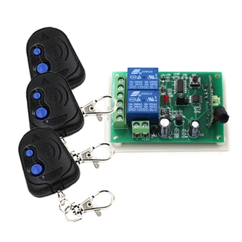 

12V 2CH 1 Receiver & 3Transmitter Wireless remote control switch Working way is adjustable 150M for garage door SKU: 5080