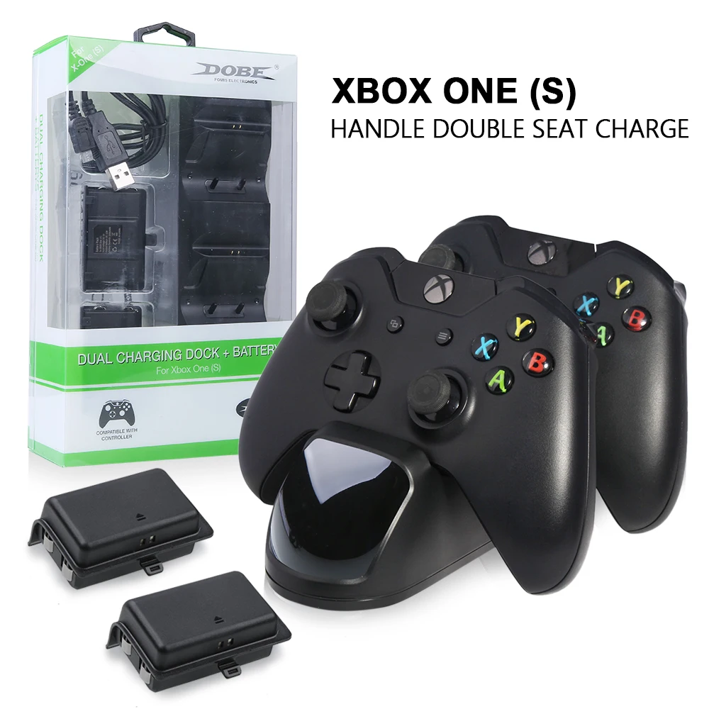 

Palissi DOBE Dual charging dock Station with 2pcs free Rechargeable Batteries & USB Cable For Xbox One(S) Gamepad Controller