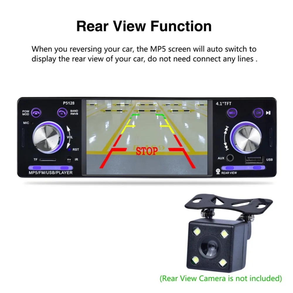

4.1" Car MP5 Player Stereo Audio USB AUX-IN FM Tuner Bluetooth Car Radio with Remote Control Support Rear View Camera