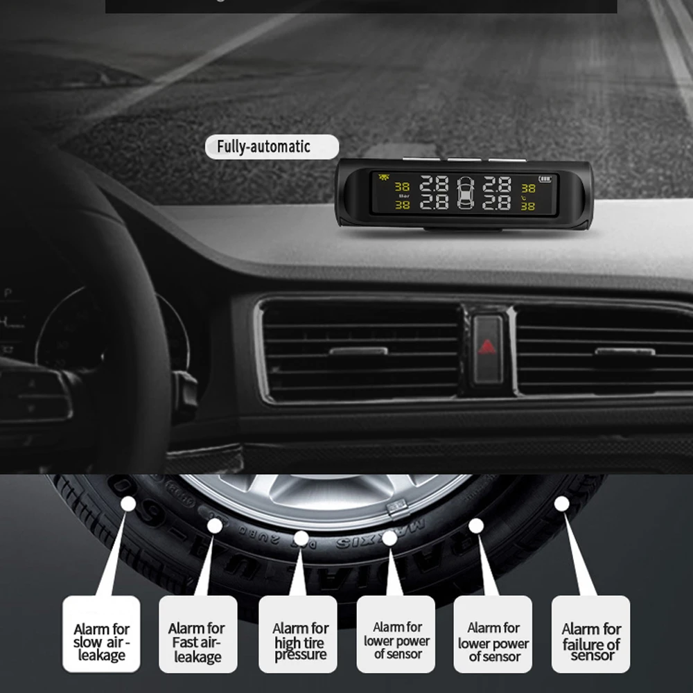 Система контроля давления в шинах TPMS 4 функции сигнализации Автомобильный датчик