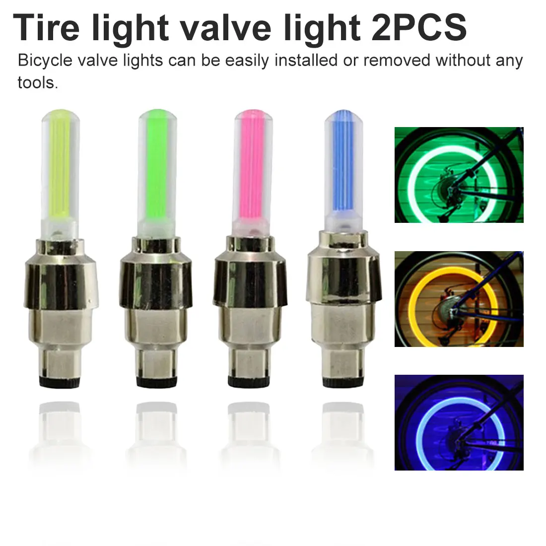 

Bicycle accessories Bicycle valve LED lighting Color neon light wheel valve light Bicycle tire valve protection cap