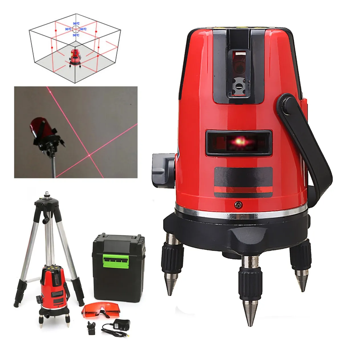 

New 5 Line 6 Point Cross Line Red Automatic Self Leveling 360 degree Rotary Laser Level Meter Measure + Tripod