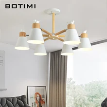 BOTIMI новое поступление светодиодный люстра для гостиной белый деревянный блеск черная металлическая люстра современные люстры птицы E27 люстры