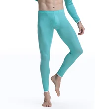 Мужское термобелье, кальсоны, шелк льда, тонкие, бесшовные, средняя талия, невидимая Мужская одежда, облегающие трусы, леггинсы