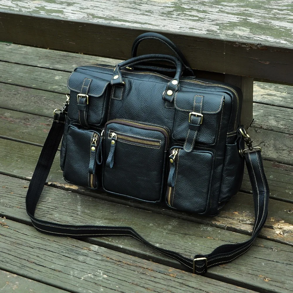 

Men Original Leather Fashion Business Briefcase Messenger Bag Male Design Travel Laptop Document Case Tote Portfolio Bag 3061