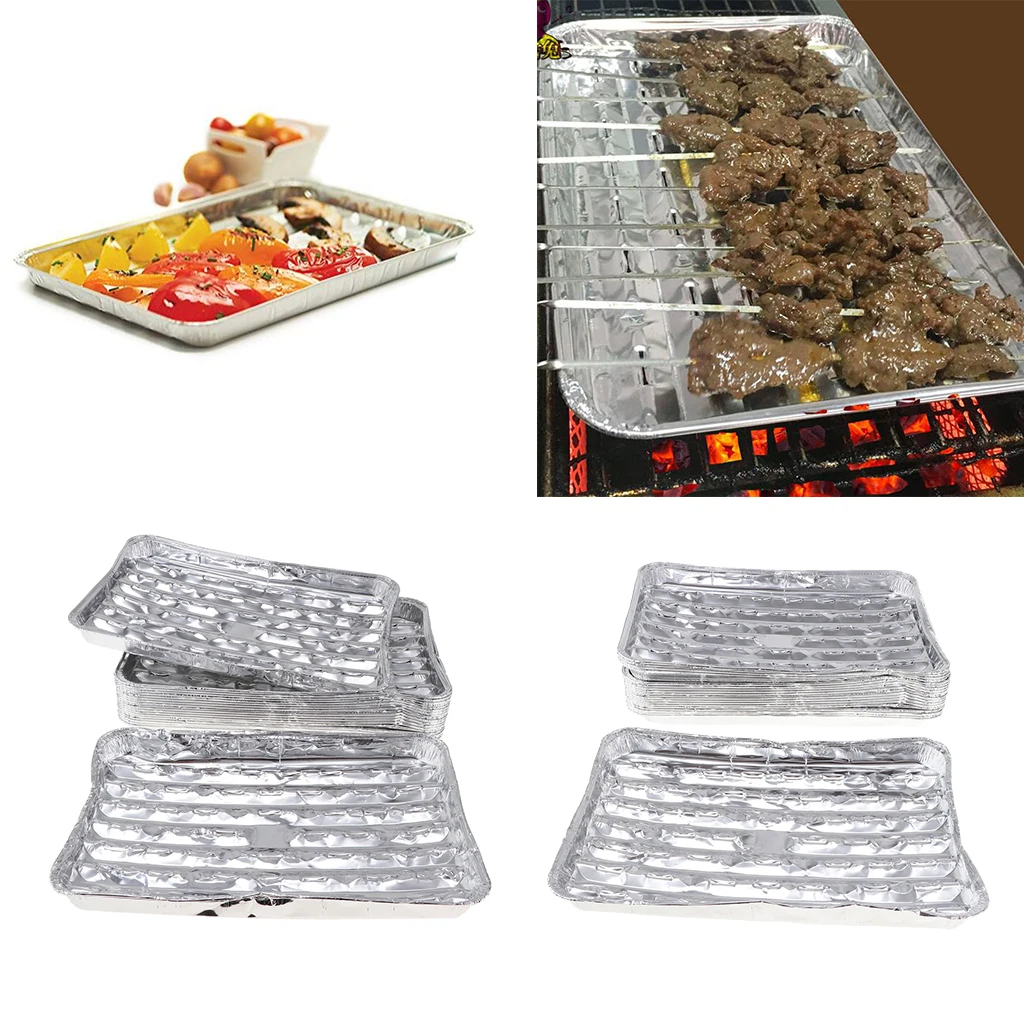 Set of 40 Disposable Aluminum Foil Barbecue Grilling Trays Outdoor BBQ Spare