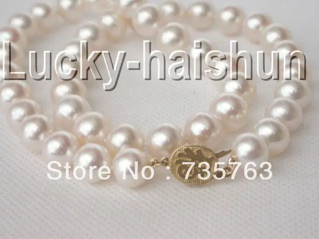HOT AAAA NATURAL 17" 11MM ROUND WHITE SOUTH SEA PEARL NECKLACE 14K SOLID CLASP