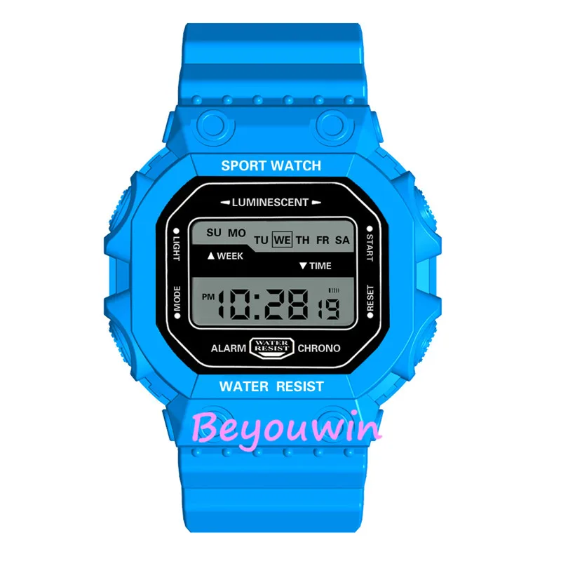 light blue 100 шт/лот honhx-98 повседневные студенческие цифровые часы разноцветные силиконовые часы для детей модные спортивные часы - Цвет: light blue