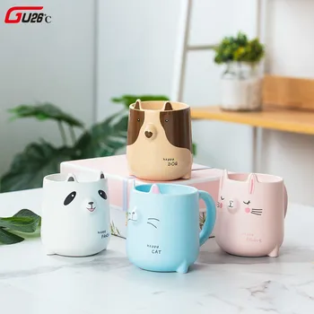 

340ml Cartoon Cat Heat-resistant Cup 4 Color Cup Kitten Milk Coffee Juice Ceramic Mug Children Cups Office Summer Gifts