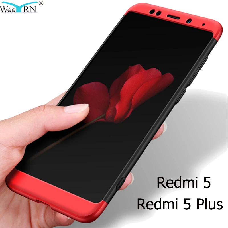 

3-in-1 Plastic Hard 360 Full Protect Case for Xiaomi Redmi 5 Plus / Redmi 5 Cover Anti-Shock Tough Full PC Redmi 5 Plus Case