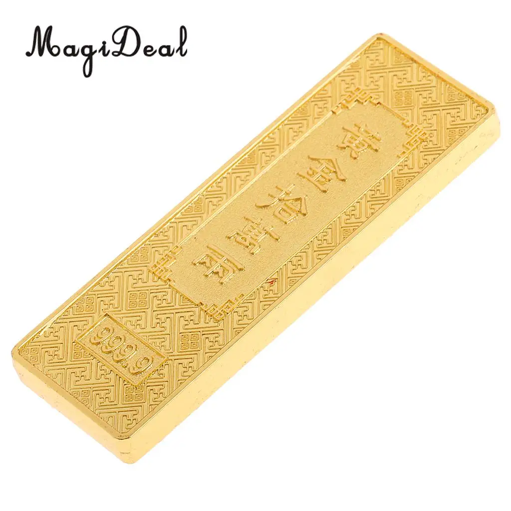 Chinese Feng Shui Lucky Fake Gold Bar Bullion Art Crafts Decoration with Box