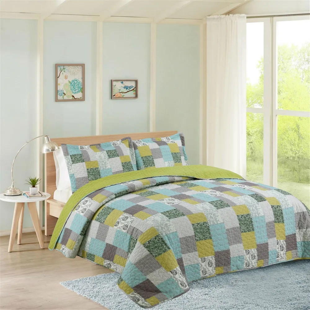 

Summer 100% Cotton Patchwork Quilt 1 piece Twin Size Student Quilts Sofa Blanket Bed Cover Sheet Kids Bedding Coverlets