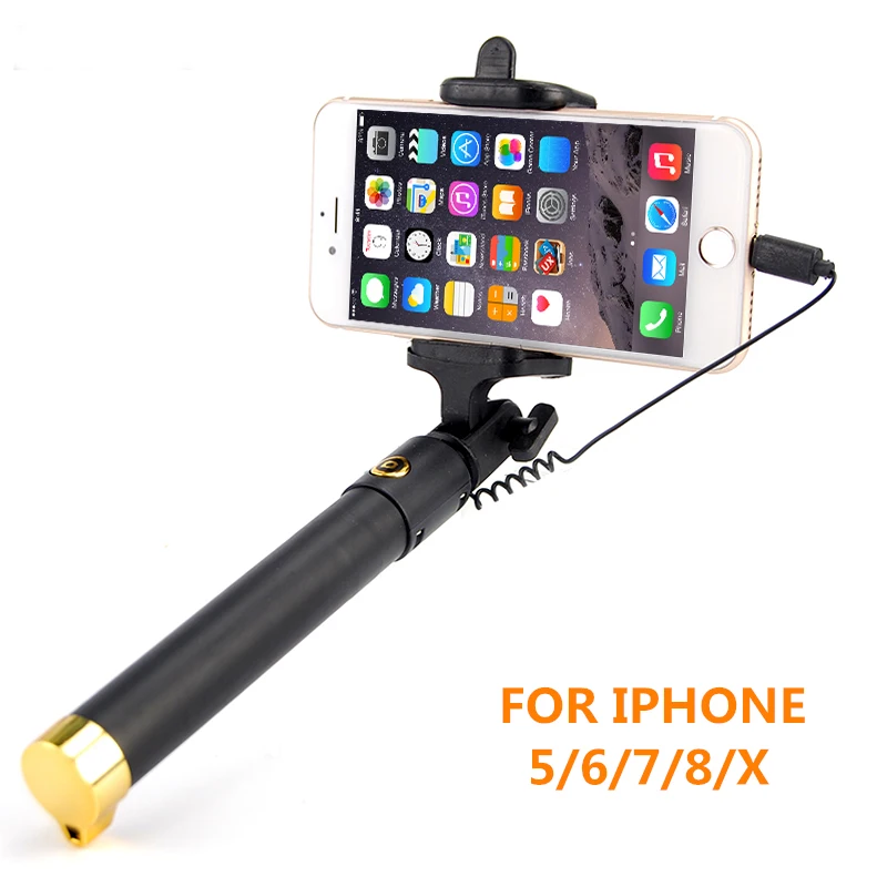 

abay for iphone XS Max XR XS X for iphone X 8 7 6 6s plus Since the sha Wired Selfie Stick Extendable Monopod*