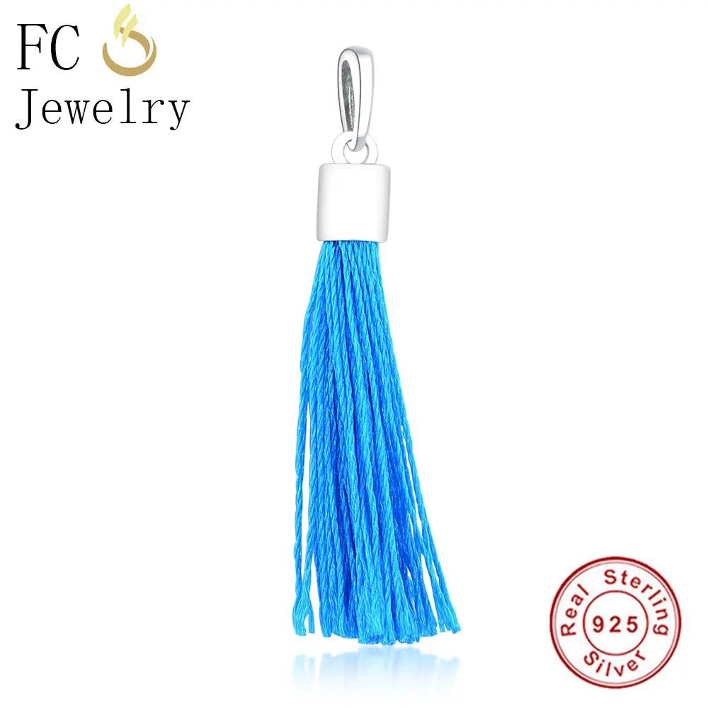 

Fit Original Pandora Charms Bracelet Necklace Earring 2018 DIY 925 Silver Tassel Hanging Charm Bead Silver Women Jewelry Making