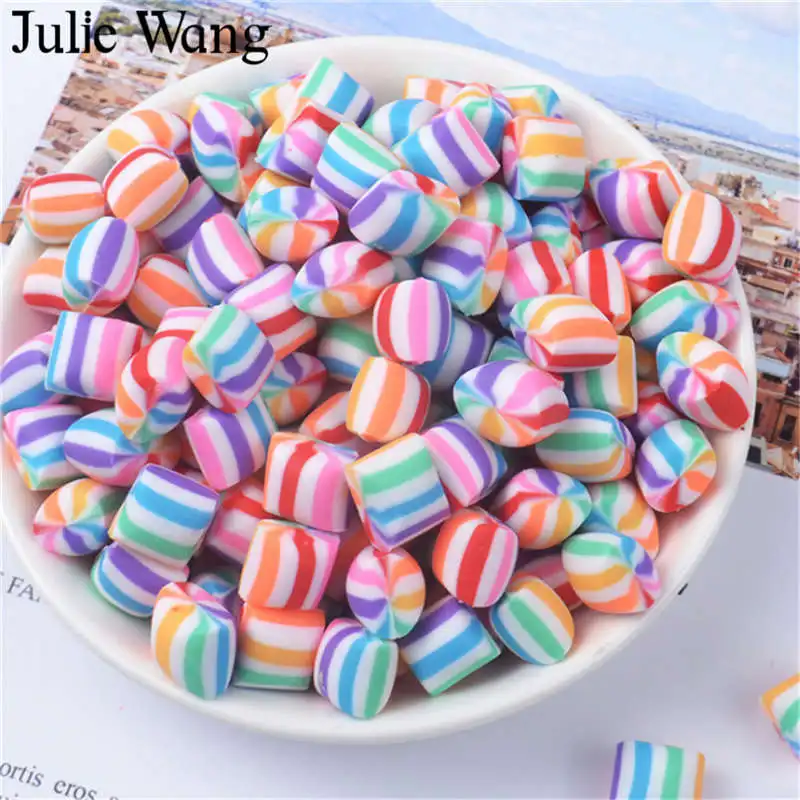 Julie Wang, 20 шт, смешанные полимерные разноцветные радужные конфеты, слизи, полимерная глина, подвески, ювелирные изделия, ожерелье, браслет, аксессуар