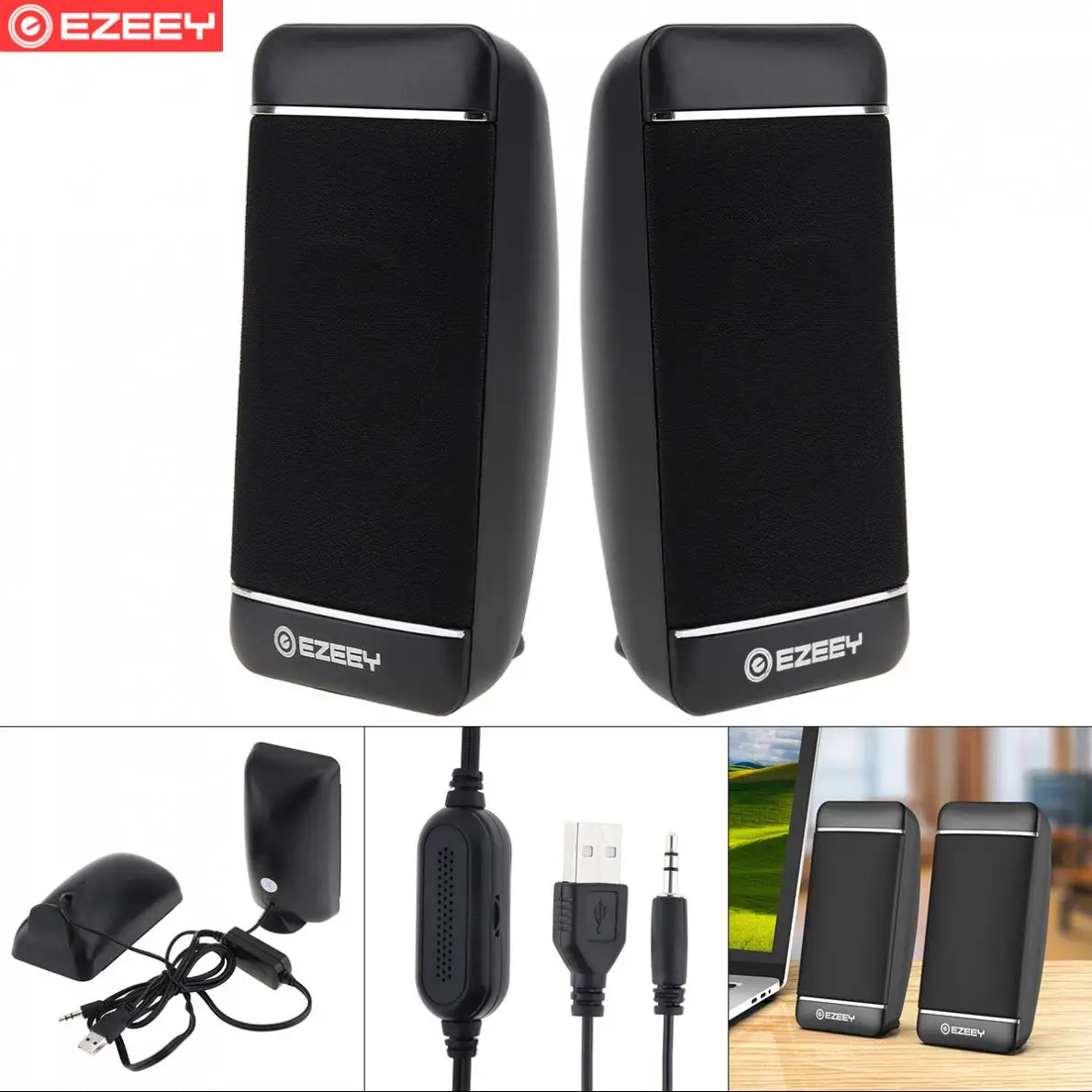 

EZEEY S4 Mini USB 5V Subwoofer Speaker with 3.5MM Audio Socket and Volume Control for Laptop Phone