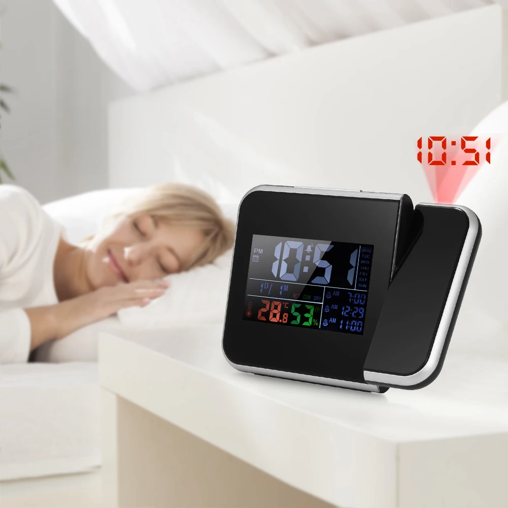 Цифровой цветной термометр гигрометр домашние часы ЖК-дисплей измеритель температуры и влажности функция повтора будильника календарь погода