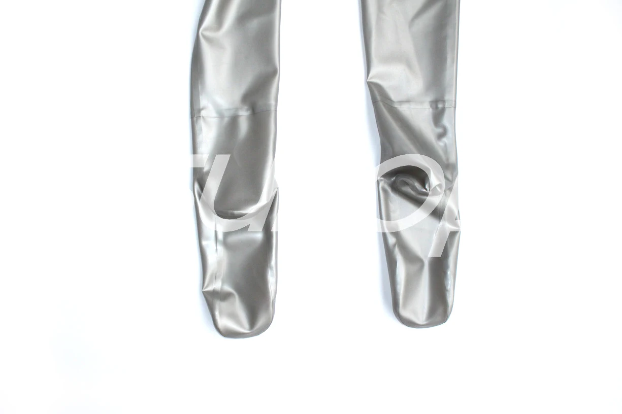Резиновая Zentai Латекс комбинезон (в Италии серебро) с наложенным платежом Peieces и отверстие с ног